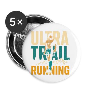 Ultra Trail Running - Lot de 5 petits badges (25 mm) - blanc - Devant
