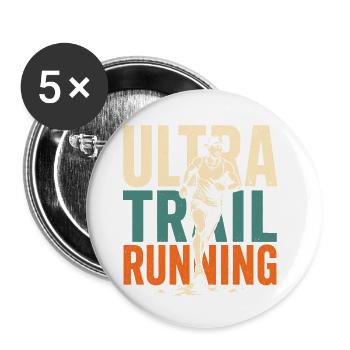 Ultra Trail Running - Lot de 5 petits badges (25 mm) - blanc - Devant