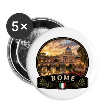 Italy Holidays Old Town Mediterranean Holidays Channel - Buttons small 1''/25 mm (5-pack) - white - Front