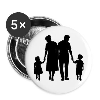 Silhouette familiale Chers enfants Parents Maman Papa - Lot de 5 petits badges (25 mm) - blanc - Devant