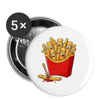 Frightened French Fries - Comic Design - Buttons small 1''/25 mm (5-pack) - white - Front