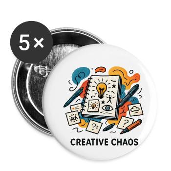 Creative Chaos Journal relié - Lot de 5 petits badges (25 mm) - blanc - Devant