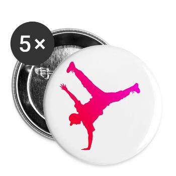 Gift idea for a breakdancer with street dance - Buttons small 1''/25 mm (5-pack) - white - Front