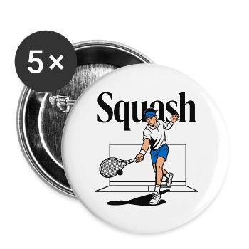 Squash-Tennis-Padel - Buttons klein 25 mm (5er Pack) - Weiß - Vorne