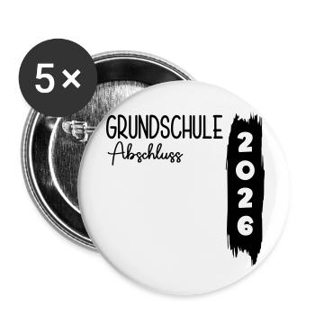 Grundschule Abschluss 2026 - Buttons klein 25 mm (5er Pack) - Weiß - Vorne