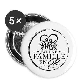 famille en or - Lot de 5 petits badges (25 mm) - blanc - Devant