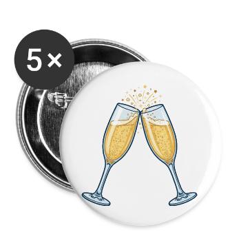 Sektgläser Anstoßen Feier - Buttons small 1''/25 mm (5-pack) - white - Front