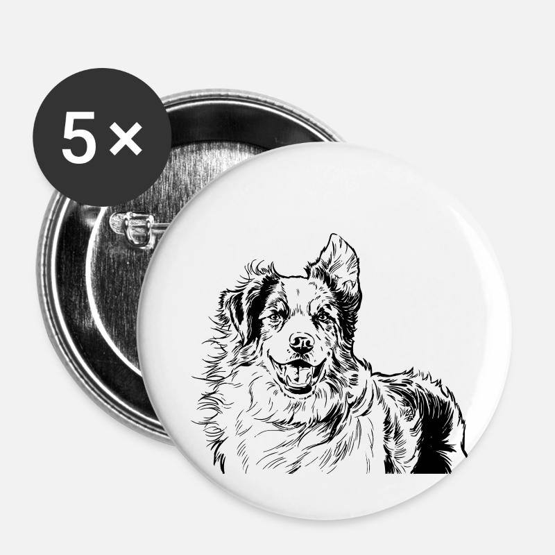 Australian Shepherd - Buttons small 1''/25 mm (5-pack) - white