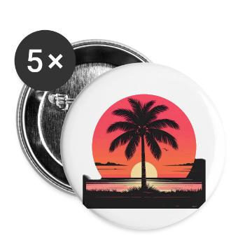 Sonnenuntergang Palmeninsel - Buttons klein 25 mm (5er Pack) - Weiß - Vorne