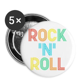 Rock'N'Roll Multicolored Retro Neon Text - Buttons small 1''/25 mm (5-pack) - white - Front