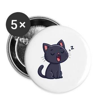 Cartoon Sleeping Black Cat - Buttons small 1''/25 mm (5-pack) - white - Front