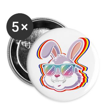 Frohe Ostern Süßer Osterhase Eiersuche Ostereier - Buttons klein 25 mm (5er Pack) - Weiß - Vorne