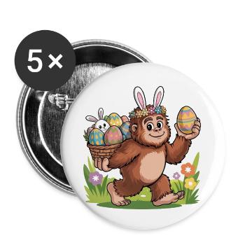 Frohe Ostern Süßer Osterhase Eiersuche Ostereier - Buttons klein 25 mm (5er Pack) - Weiß - Vorne
