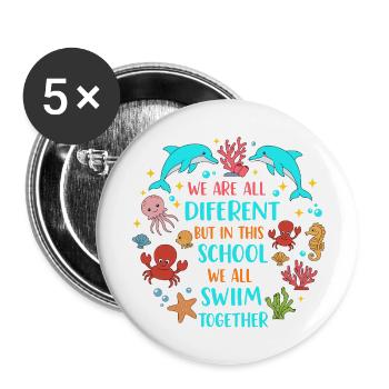 In This School We Swim Together Schule Spruch - Buttons small 1''/25 mm (5-pack) - white - Front