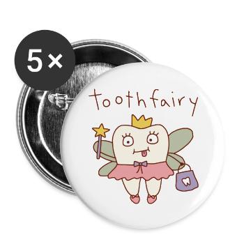 Jeu de mots mignon sur la Fée des dents - Lot de 5 petits badges (25 mm) - blanc - Devant