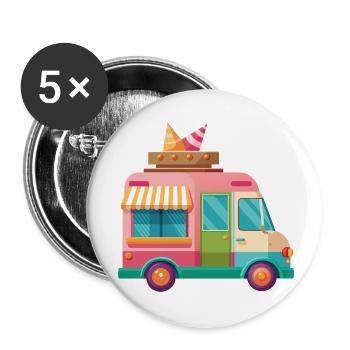 Lolly-Trucks - Buttons klein 25 mm (5er Pack) - Weiß - Vorne