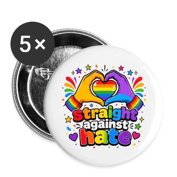 Droit contre la haine Arc en ciel Fierté Égalité - Lot de 5 petits badges (25 mm) - blanc - Devant