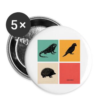 Lustiges exotische Haustier-Retro-Tiergitter-Design - Buttons klein 25 mm (5er Pack) - Weiß - Vorne