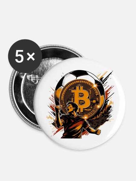 Krypto Jubel Bitcoin Power Deutschland Fußball - Buttons klein 25 mm (5er Pack) - Weiß