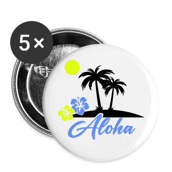 Aloha Hibiscus Neon Script - Buttons small 1''/25 mm (5-pack) - white - Front