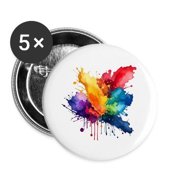 Explosion de peinture - Lot de 5 petits badges (25 mm) - blanc - Devant