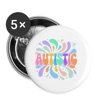 Autistischer Regenbogenspritzer - Buttons klein 25 mm (5er Pack) - Weiß - Vorne