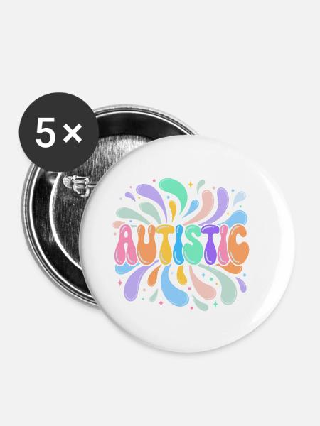 Autistischer Regenbogenspritzer - Buttons klein 25 mm (5er Pack) - Weiß