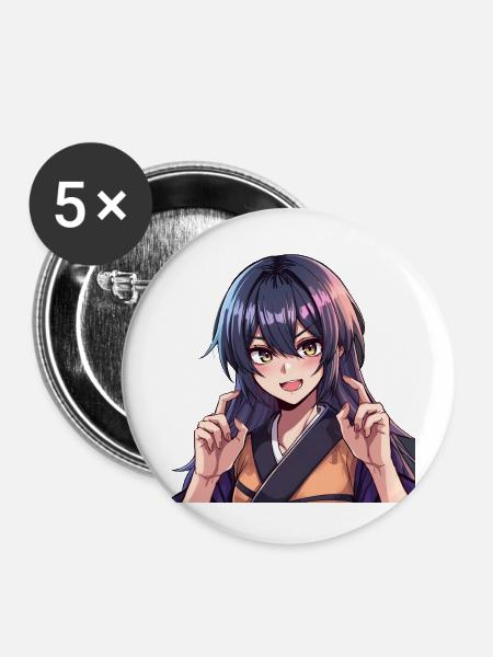 Manga-Stil-Aufkleber - Buttons klein 25 mm (5er Pack) - Weiß