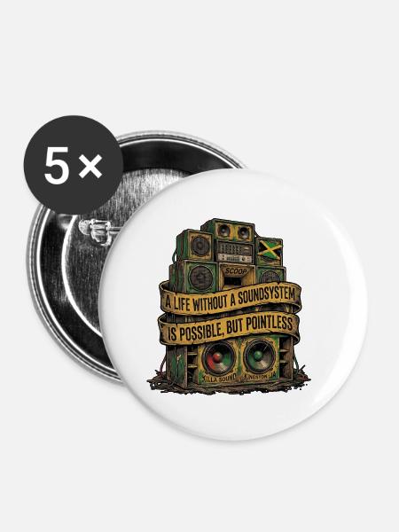 Dub Reggae Soundsystem Lover - Buttons klein 25 mm (5er Pack) - Weiß