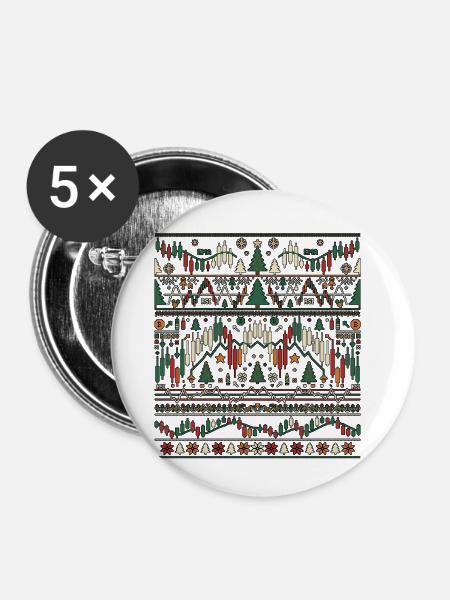 Weihnachts Trading Strickdesign - Buttons klein 25 mm (5er Pack) - Weiß
