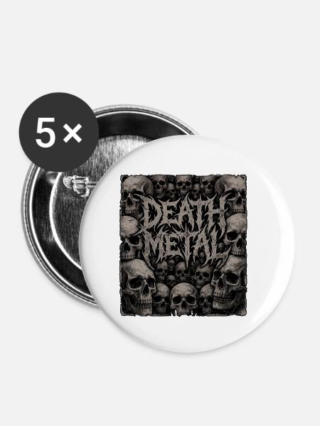 Death Metal Schädel - Buttons klein 25 mm (5er Pack) - Weiß