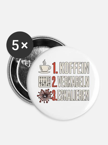 Pyro Kaffee Feuerwerk - Buttons klein 25 mm (5er Pack) - Weiß