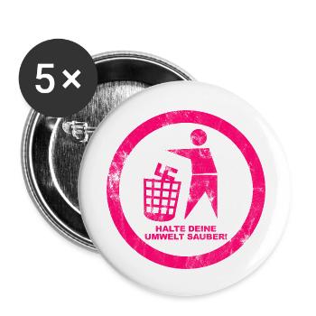 Gegen Rechts - Halte deine Umwelt sauber - FCK NZS - Buttons klein 25 mm (5er Pack) - Weiß - Vorne