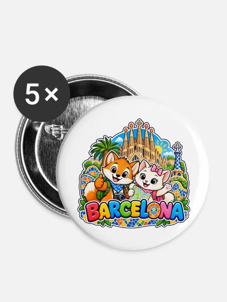 Tavi & Nela in Barcelona - Buttons klein 25 mm (5er Pack) - Weiß