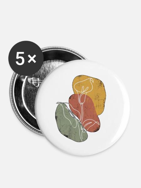 Continuous Line Calla Lilie - Buttons klein 25 mm (5er Pack) - Weiß