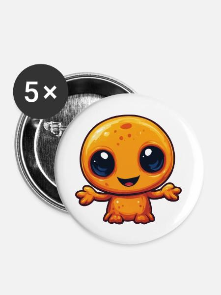Kuschel-Orb mit großen Augen - Buttons klein 25 mm (5er Pack) - Weiß