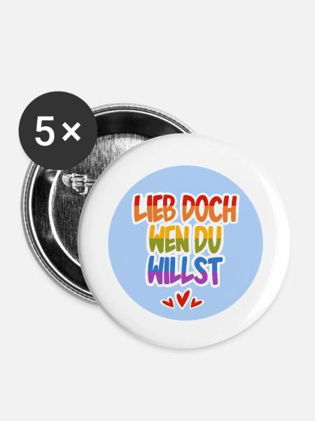Lieb_doch_wen_du_willst_hellblau - Buttons klein 25 mm (5er Pack) - Weiß