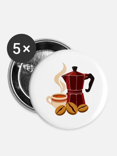 Mokkazauber Kaffee-Set - Buttons klein 25 mm (5er Pack) - Weiß