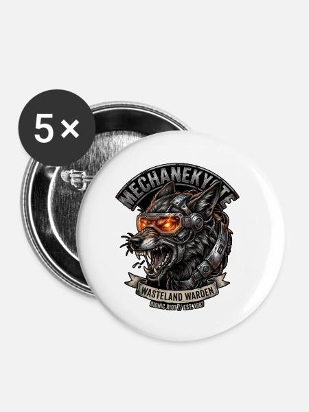 Cyber Kojote - Buttons klein 25 mm (5er Pack) - Weiß