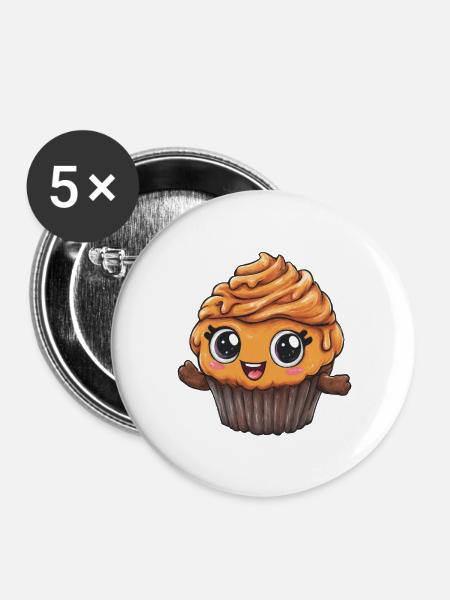 Kuscheliger Cupcake Held - Buttons klein 25 mm (5er Pack) - Weiß