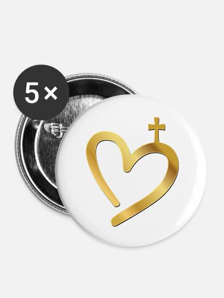 Christliches Kirchenkreuz - Buttons klein 25 mm (5er Pack) - Weiß