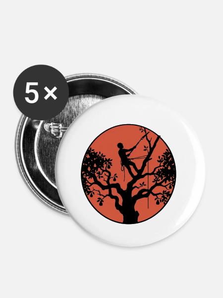 Baumpfleger Sonnenuntergang - Buttons klein 25 mm (5er Pack) - Weiß