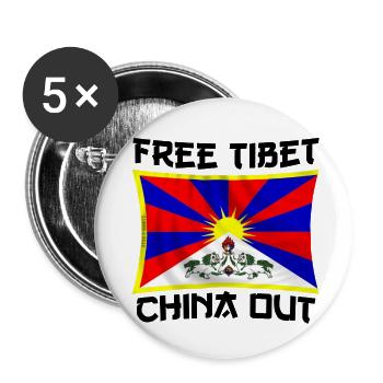 free Tibet - Lot de 5 petits badges (25 mm) - blanc - Devant