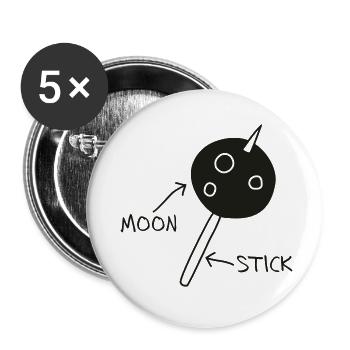 Moon on a Stick (white on dark background) - Buttons small 1''/25 mm (5-pack) - white - Front