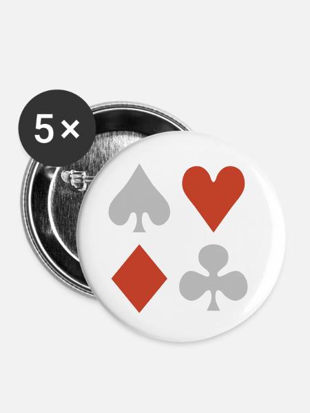 Poker - Buttons klein 25 mm (5er Pack) - Weiß