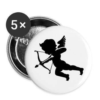 Cupidon 1 - Lot de 5 petits badges (25 mm) - blanc - Devant