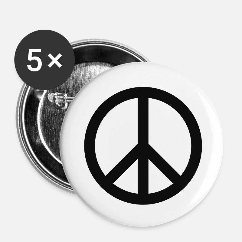 Friedenszeichen - Buttons klein 25 mm (5er Pack) - Weiß