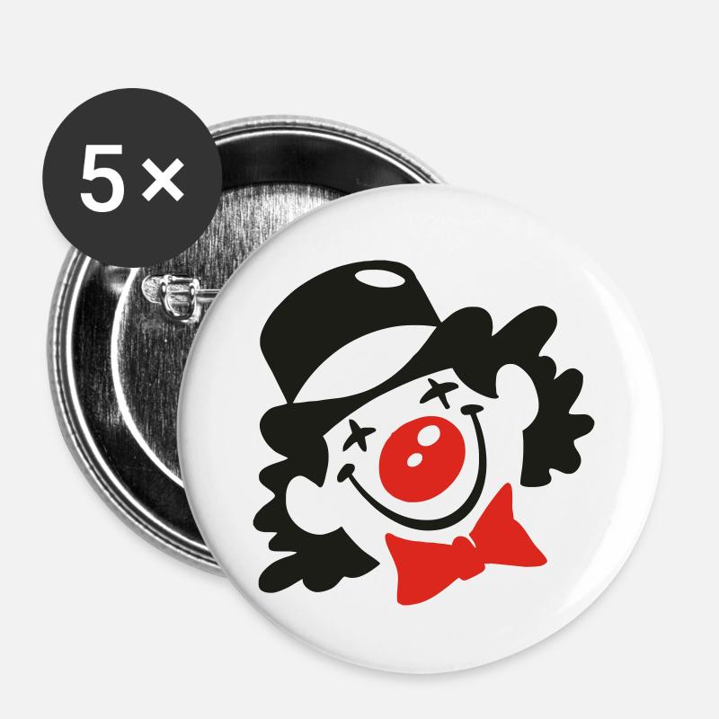 clown - Buttons klein 25 mm (5er Pack) - Weiß