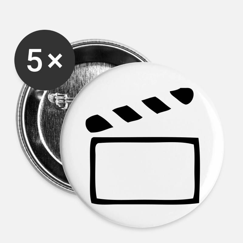 Clap - Cinéma - Lot de 5 petits badges (25 mm) - blanc