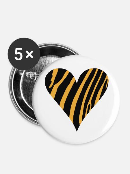 Tigerherz - Buttons klein 25 mm (5er Pack) - Weiß